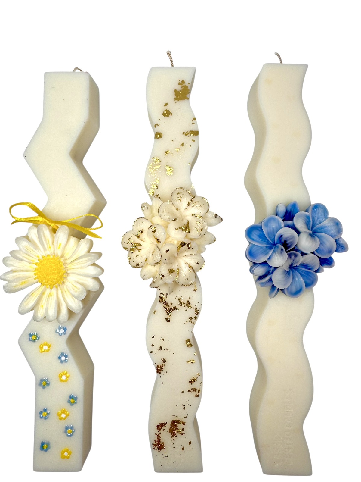 Αρωματική Λαμπάδα από σόγια - Ivory Blossom with Gold Flakes - Image 2